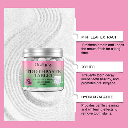 Oralhoe Bubblegum Toothpaste Tablets Clean teeth, maintain oral hygiene, freshen breath, daily care teeth cleaning tablets