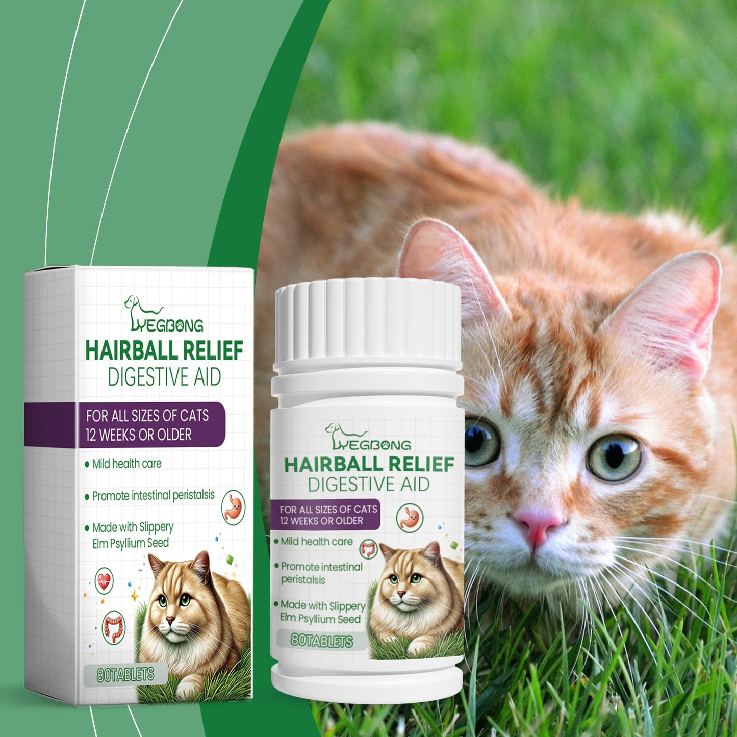 Yegbong Cat grass tablets Nourishing and health-preserving tablets rich in dietary fiber for cats and dogs