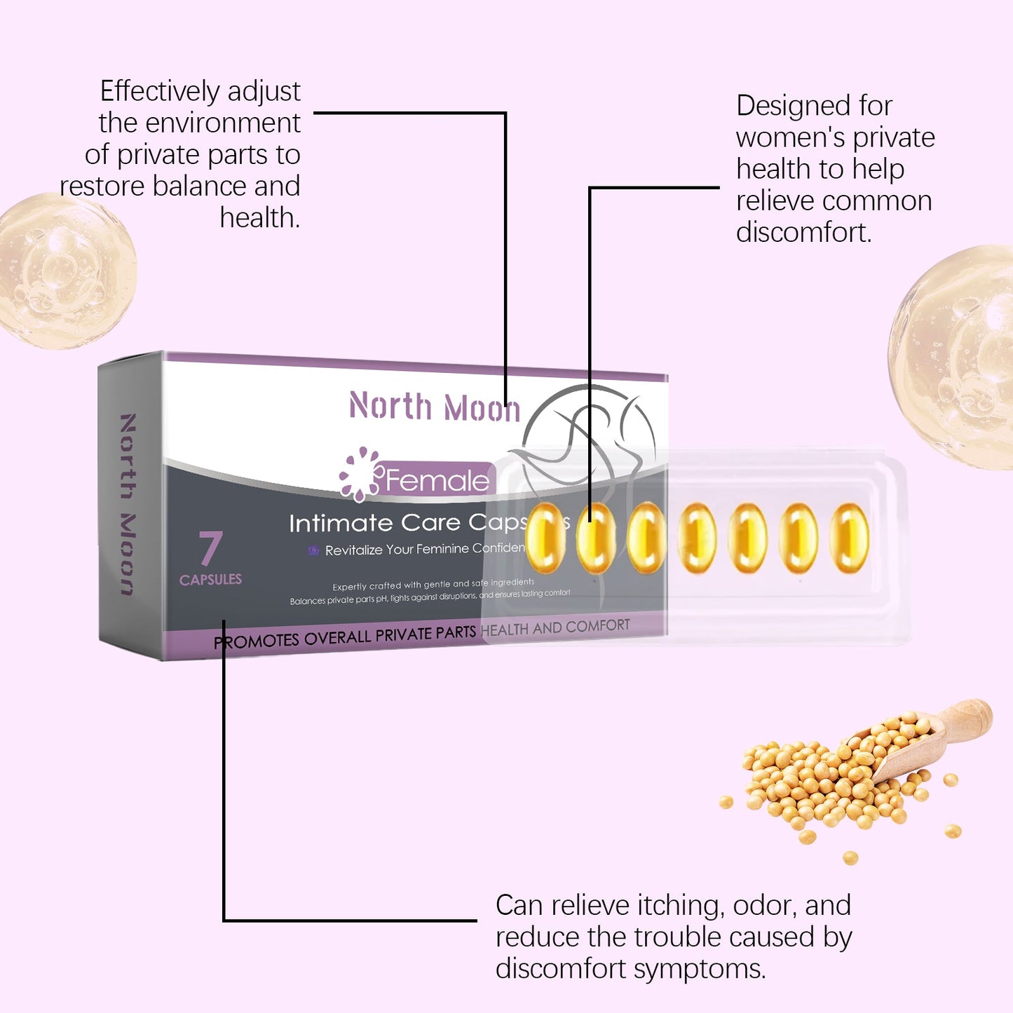 North Moon Women's Body Care Capsules Gentle body care moisturizing daily refreshing comfort capsules