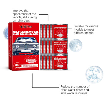 Homonth Car oil film cleaning tablets Car oil film cleaner for window glass, anti-rain and anti-fog cleaning tablets