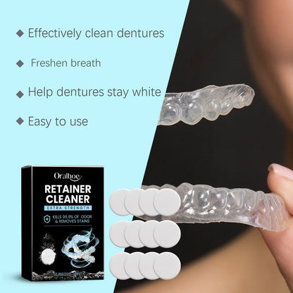 Oralhoe Denture Retainer Cleaning Tablets Cleans bad breath and leaves a pleasant scent, cleaning tablets for braces and dentures care