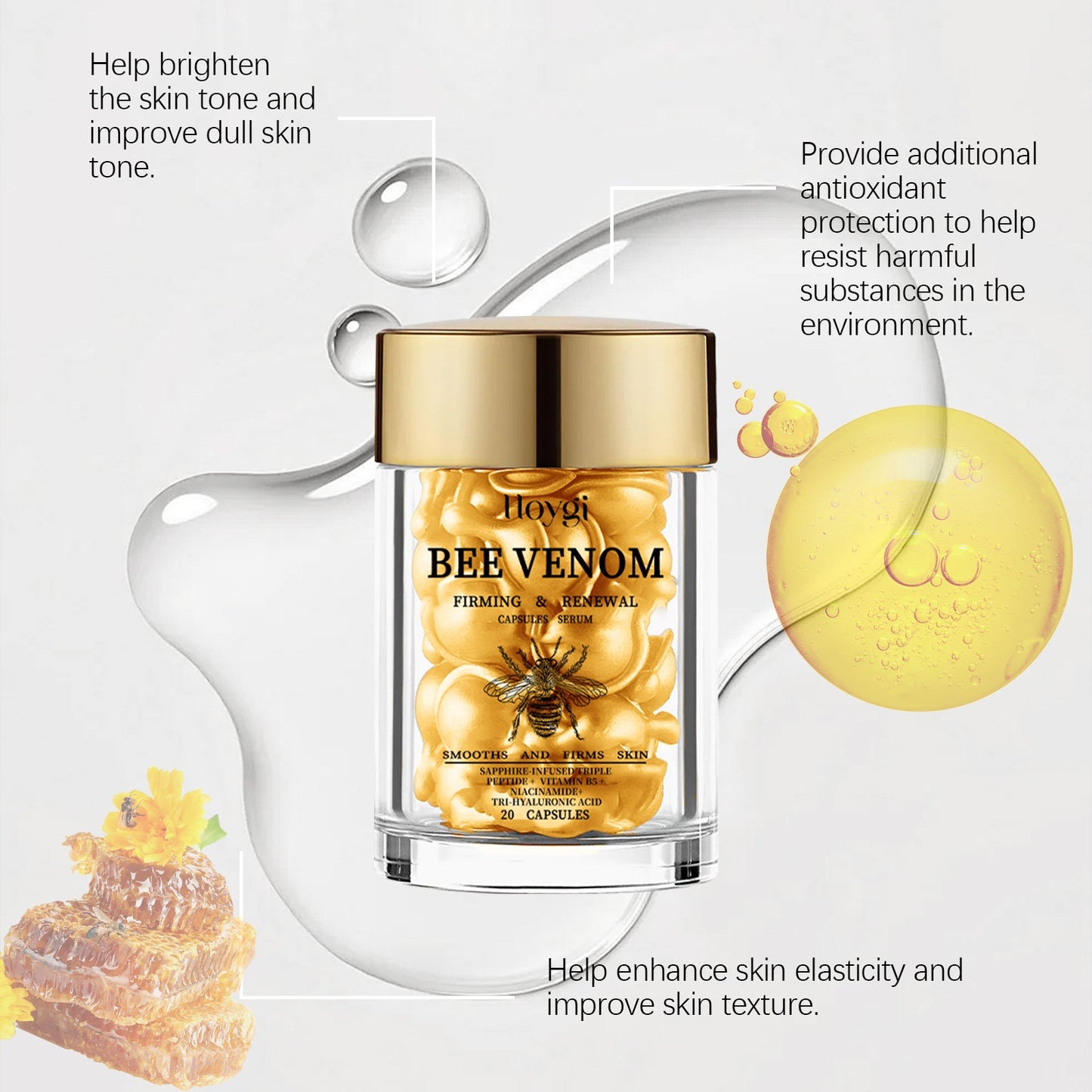 Hoygi Bee Venom Facial Care Capsules Nourishing and moisturizing capsules to improve skin's youthful vitality and firmness