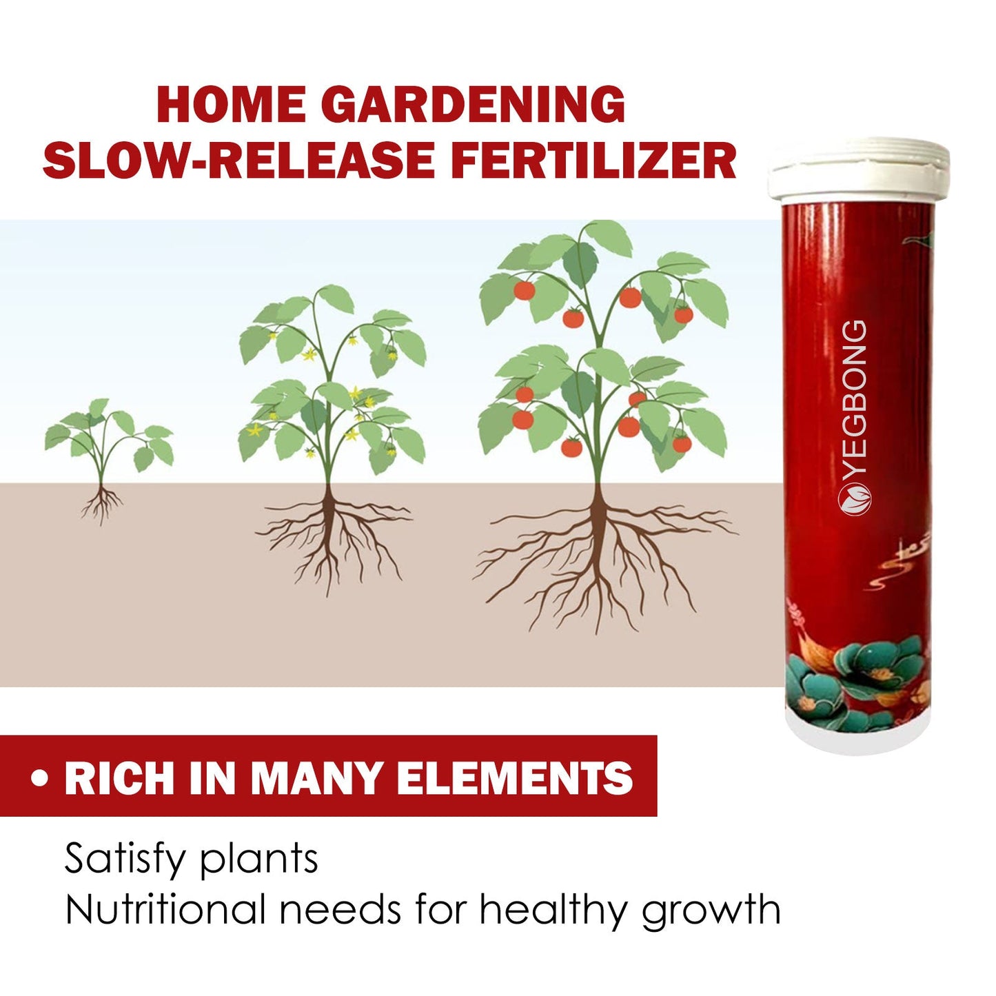 Yegbong Plant Growth Nutrient Slow-Release Tablets Universal Nutrient Tablets for Root Growth in Fruit and Vegetable Plants