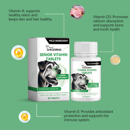 Yegbong Nutritional Vitamin Tablets for Middle-Aged and Elderly Dogs Provides comprehensive nutritional support to promote health and wellness food