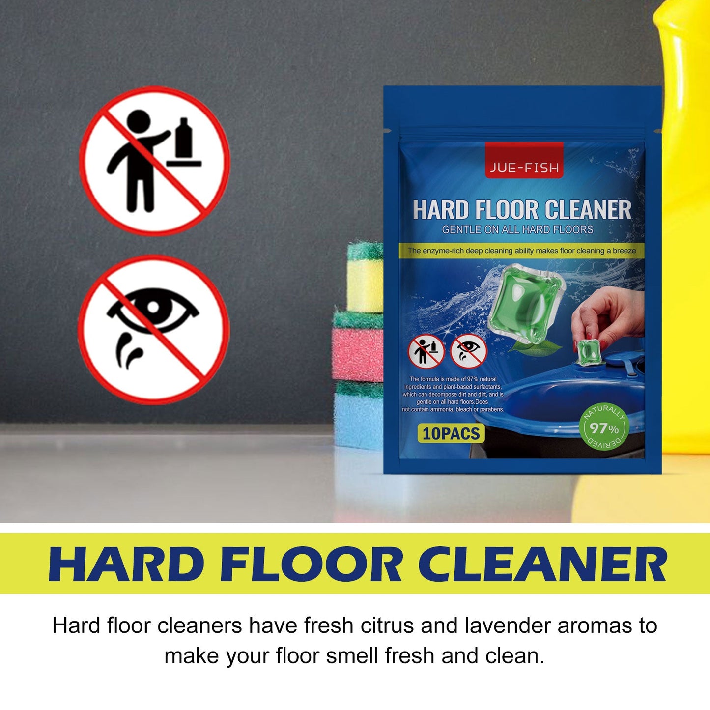 Jue-Fish Hard Floor Cleaning Beads Floor cleaner for stains, with fragrance, polishing and brightening effect, tile cleaner