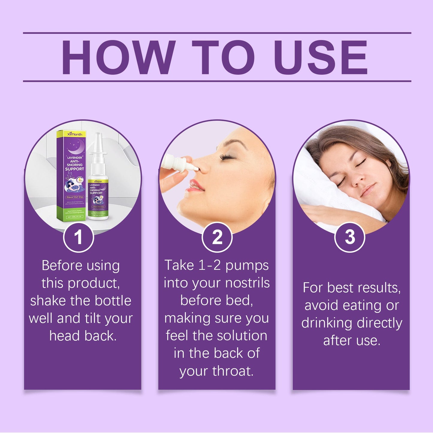 XIMONTH Snoring spray Home-use nasal spray for relieving nasal congestion, stopping snoring, and aiding sleep, with nasal cavity cleaning and care