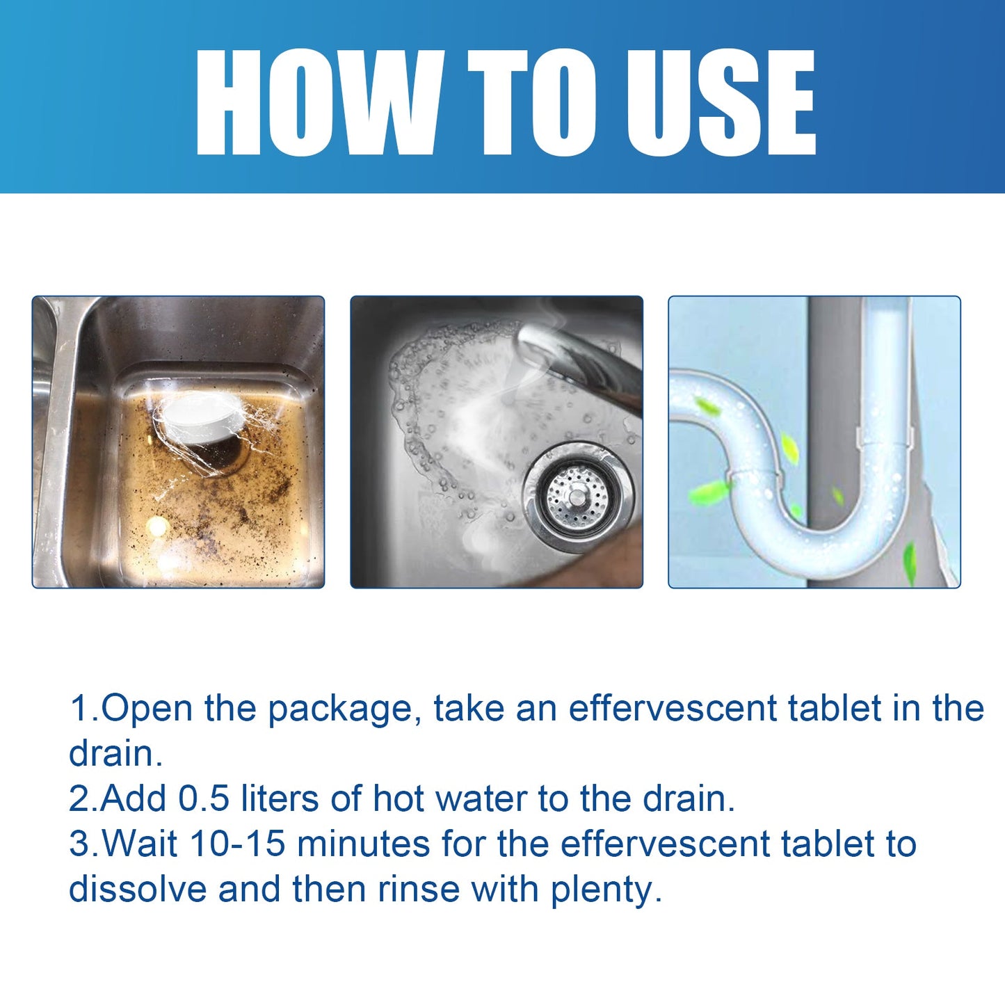 Jakehoe Drain Cleaning Tablets Kitchen and toilet drain pipes are clogged; cleaning, unclogging, and eliminating odors