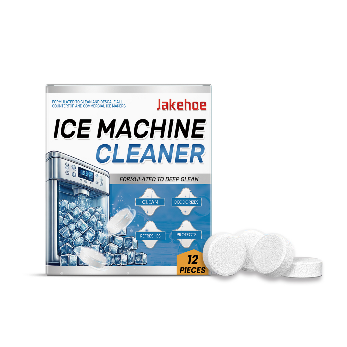 Jakehoe Ice Maker Cleaning Tablets Household Mild Cleaning, Descaling, Deodorizing, and Care Ice Maker Cleaning Tablets