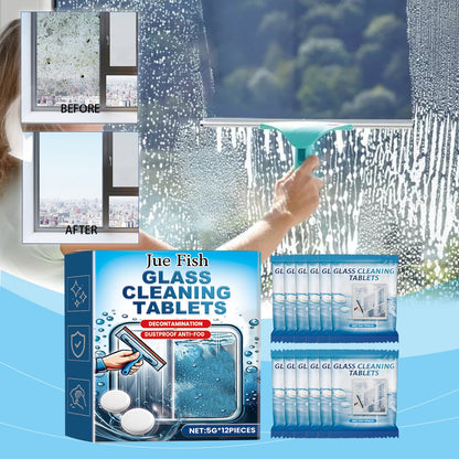 Jue-Fish Glass cleaning effervescent tablets Door and window glass, water stains, dust, and stubborn dirt are cleaned, leaving the mirror surface clear and bright