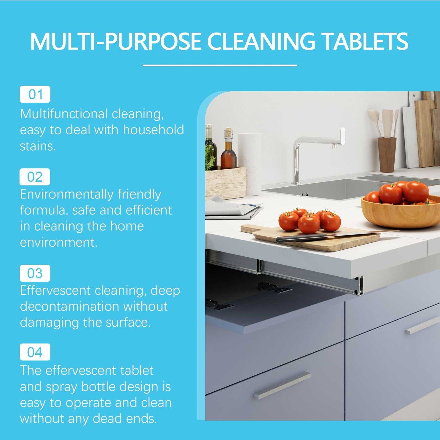 Jaysuing Multi-purpose cleaner Multi-purpose cleaning effervescent tablets, gentle cleaner for removing dirt, grease, and odors