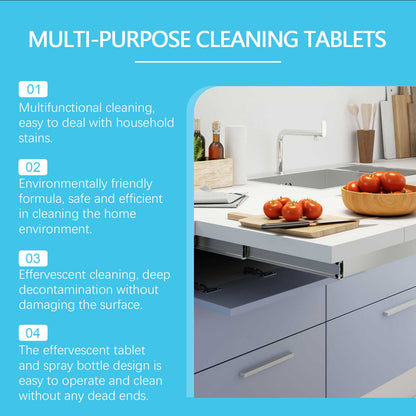 Jaysuing Multi-purpose cleaner Multi-purpose cleaning effervescent tablets, gentle cleaner for removing dirt, grease, and odors