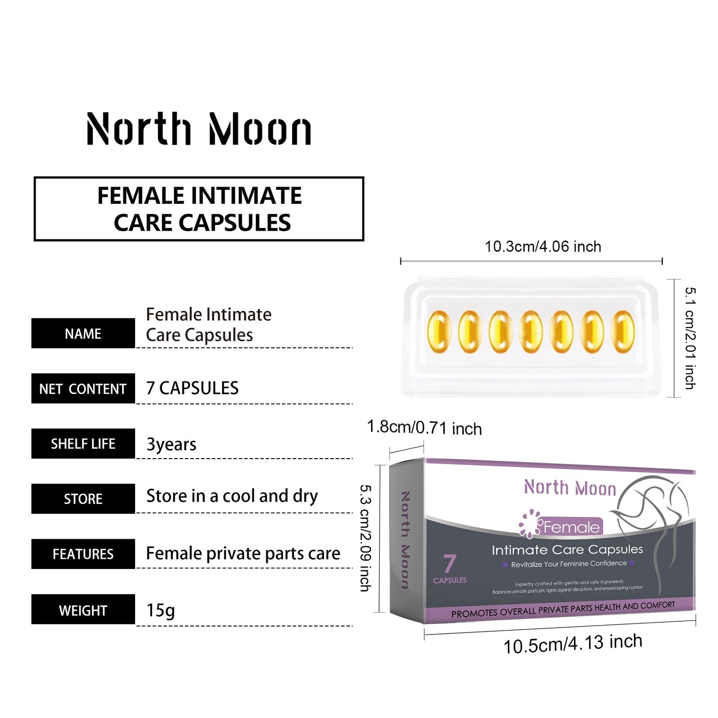 North Moon Women's Body Care Capsules Gentle body care moisturizing daily refreshing comfort capsules
