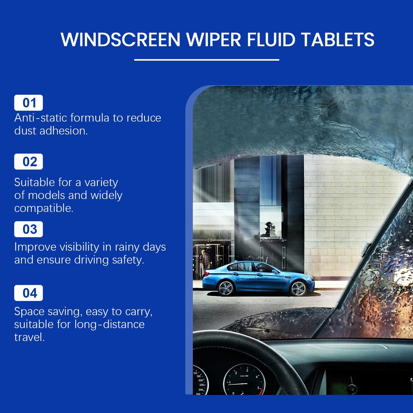 Homonth Car windshield cleaning effervescent tablets Removes stains and oil film, cleans windshield for a clear and bright finish