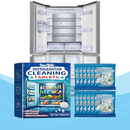 Jue-Fish Refrigerator cleaning effervescent tablets Kitchen refrigerator cleaning tablets for removing grease and odors, multi-purpose cleaning tablets