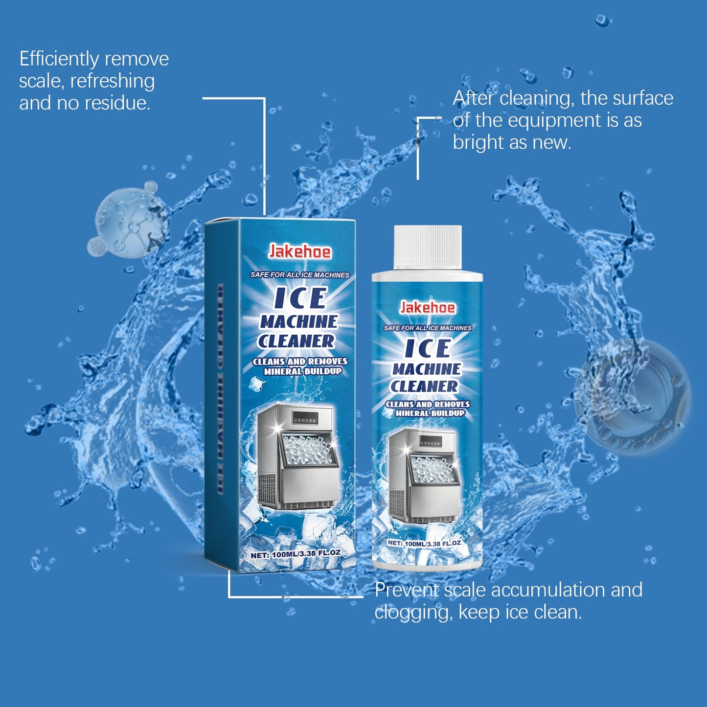 Jakehoe Ice Maker Cleaner Daily gentle cleaning, descaling, deodorizing, and decontamination care for ice maker cleaning