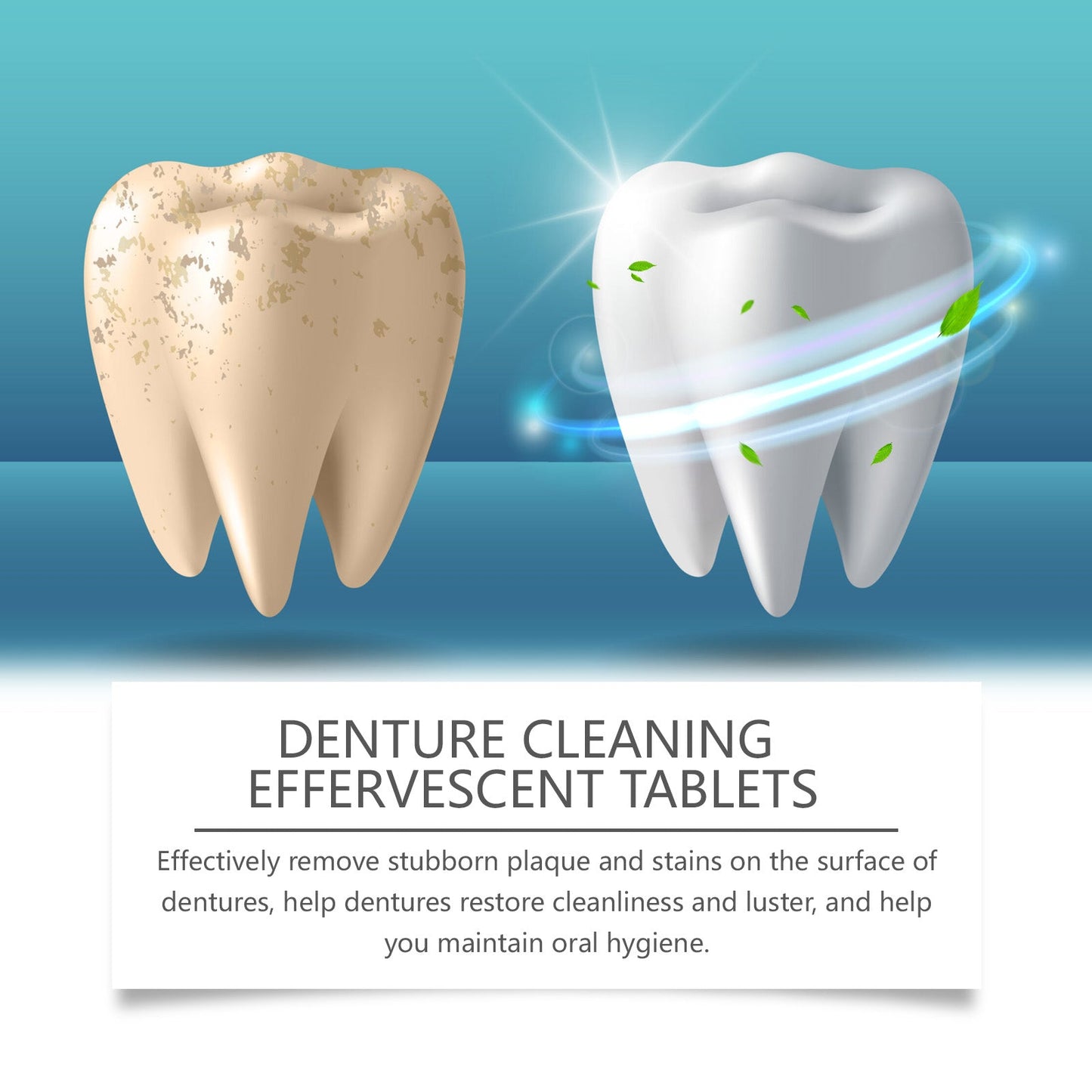 Oralhoe Denture cleaning tablets Cleaning and care, freshening, removing tooth stains, gentle care for braces and dentures, cleaning tablets
