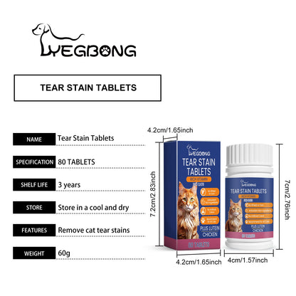 Yegbong Tear stain remover for cats Pet nutritional supplement for cats, tear stain remover tablets to moisturize the eyes