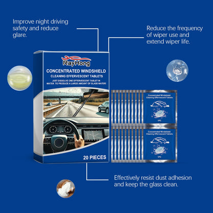 Rayhong Windshield cleaning tablets Car window glass stain and water mark waterproof cleaning effervescent tablets