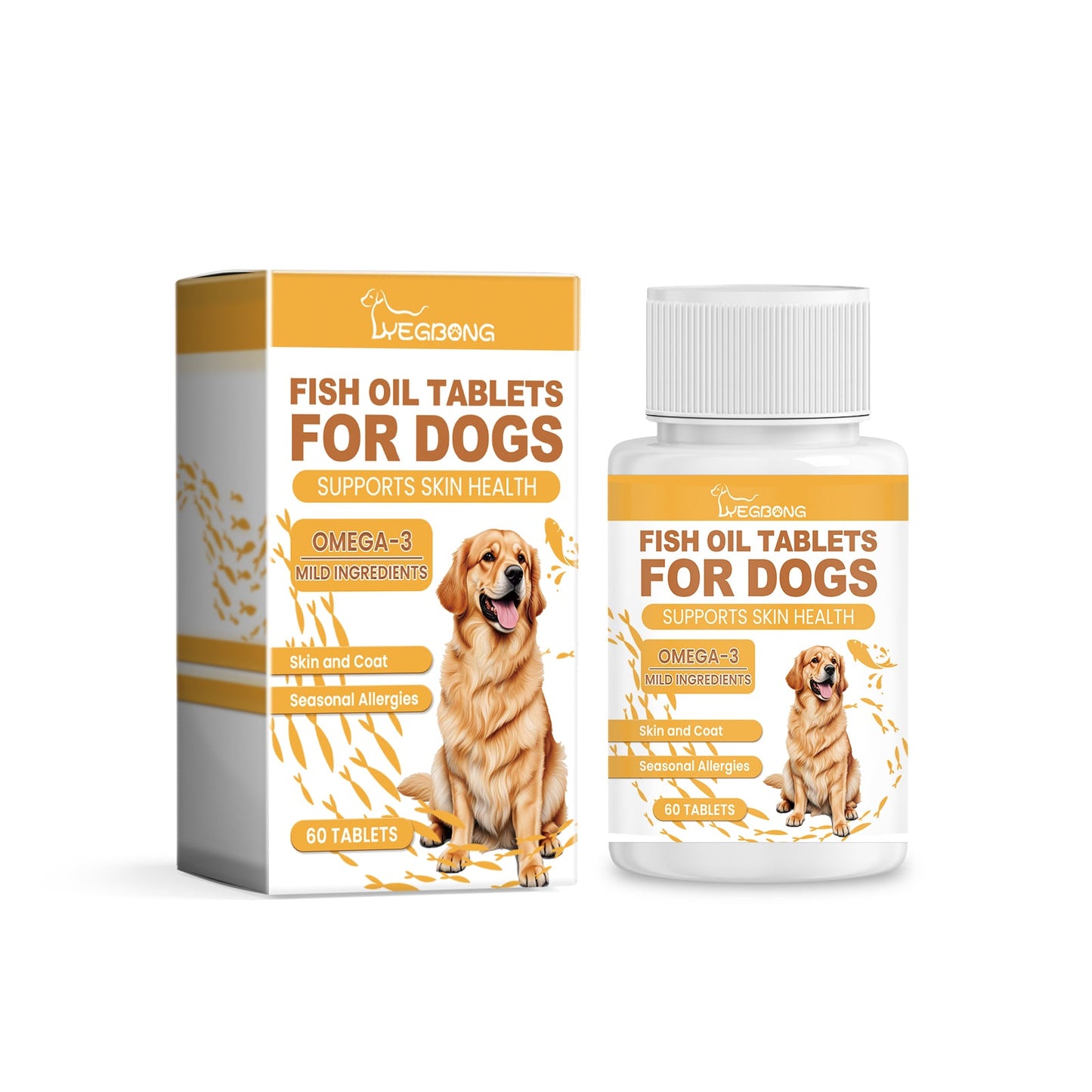 Yegbong Multivitamin Fish Oil Tablets for Dogs Pet dog hair care, moisturizes the skin, and protects pet health