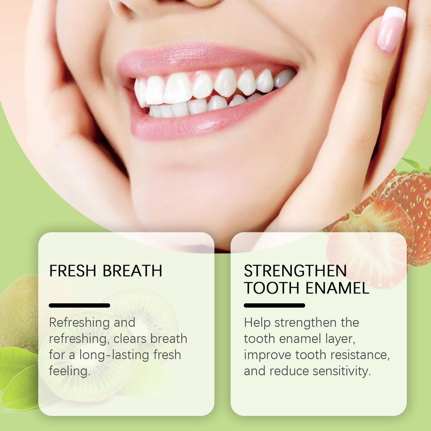 Oralhoe Whitening Toothpaste Tablets Strawberry and kiwi fresh breath toothpaste for cleaning dental plaque and protecting teeth