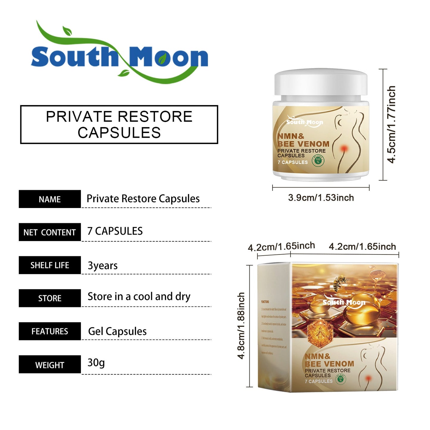 South Moon Women's Body Care Capsules Body cleansing, odor-removing, moisturizing and hydrating body care capsules