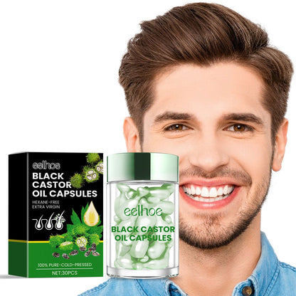 eelhoe Castor Oil Hair Thickening Capsules Repair hair damage, nourish, smooth, shine and strengthen hair, hair care capsules