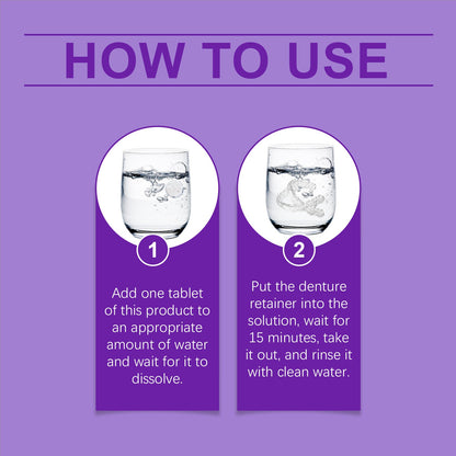Oralhoe Purple Denture Retainer Cleaning Tablets Cleans stains, dental plaque buildup, and braces odor with cleaning tablets