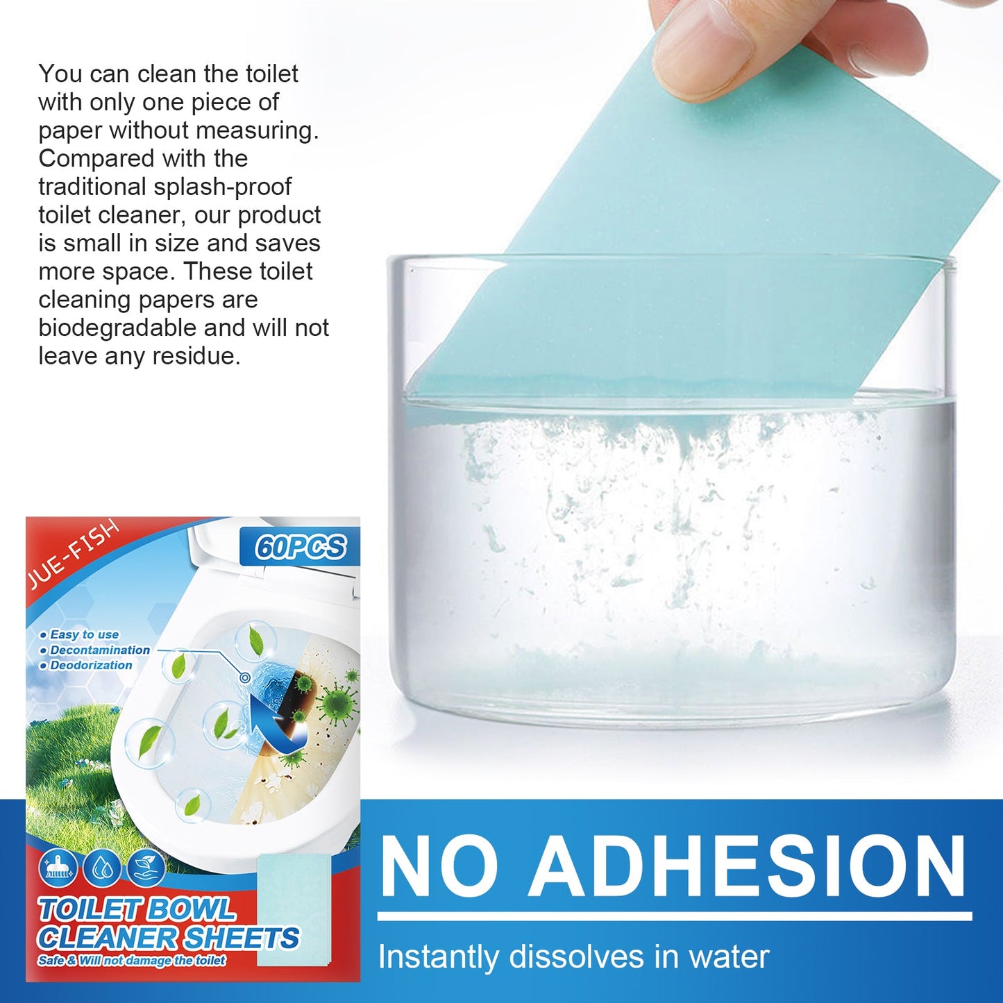 Jue-Fish Toilet cleaning tablets Toilet deodorizing and descaling tablets for removing urine stains and cleaning toilet drains