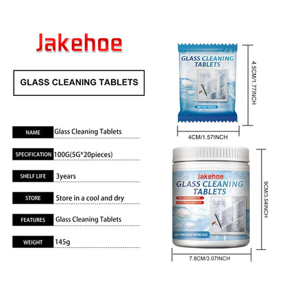 Jakehoe Glass cleaning tablets Car, home, and bathroom mirror cleaner removes water stains, provides clear vision, and prevents fogging