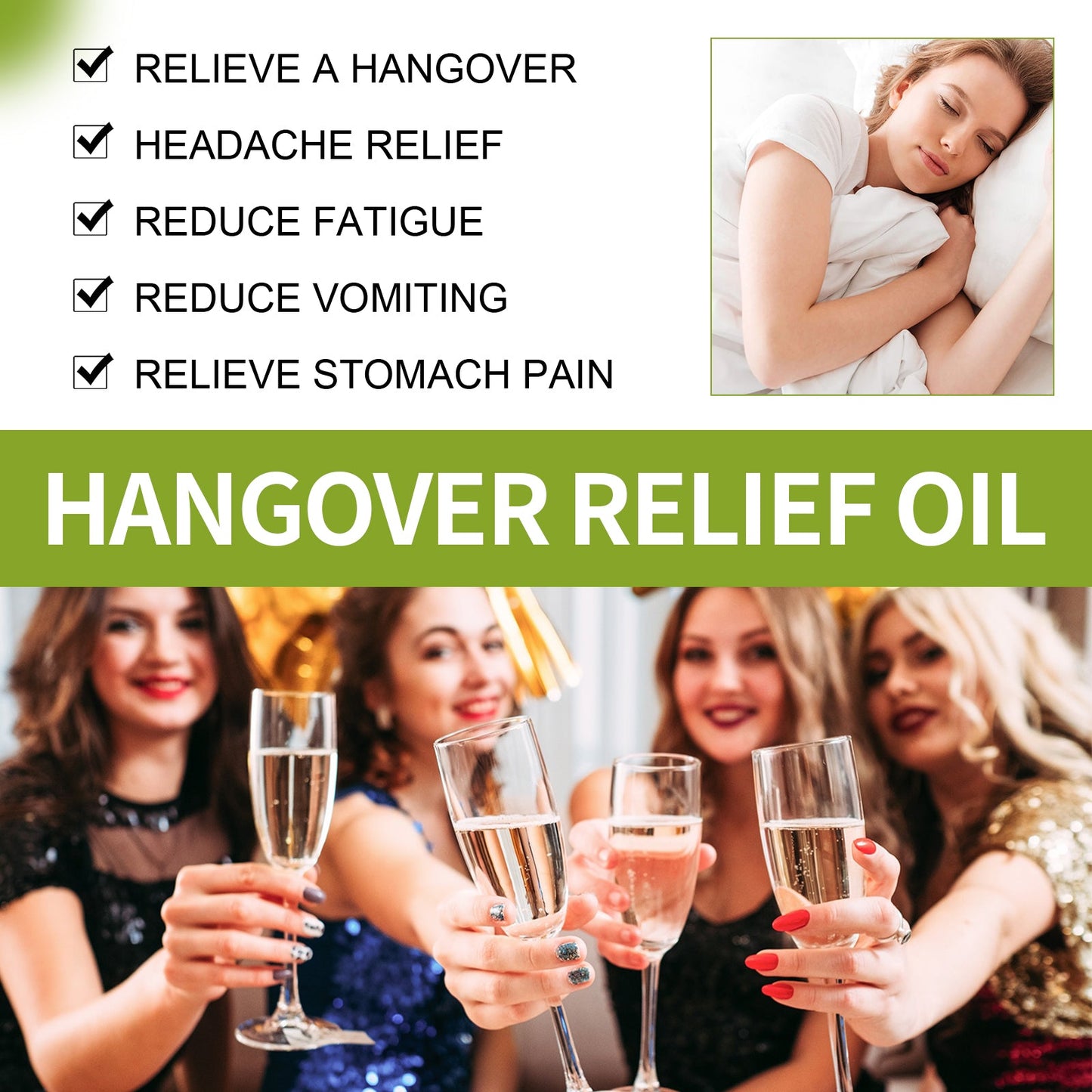 Googeer Anti-Hangover Oil Relieves hangover nausea, fatigue, dizziness, and body discomfort after drinking at parties and gatherings