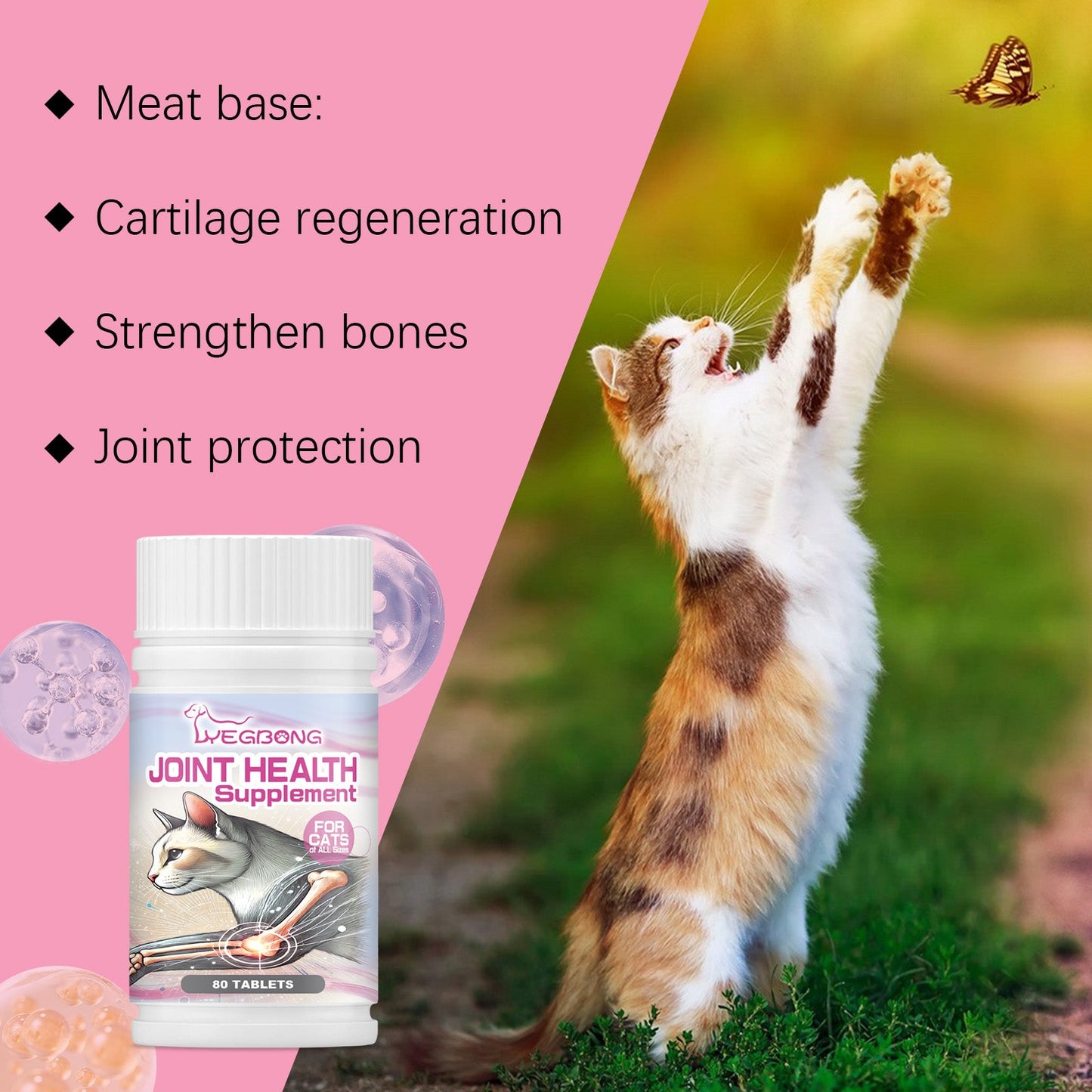 Yegbong Joint care tablets for cats Pet Cat Joint Care: Protecting and Maintaining Pet Joint Health