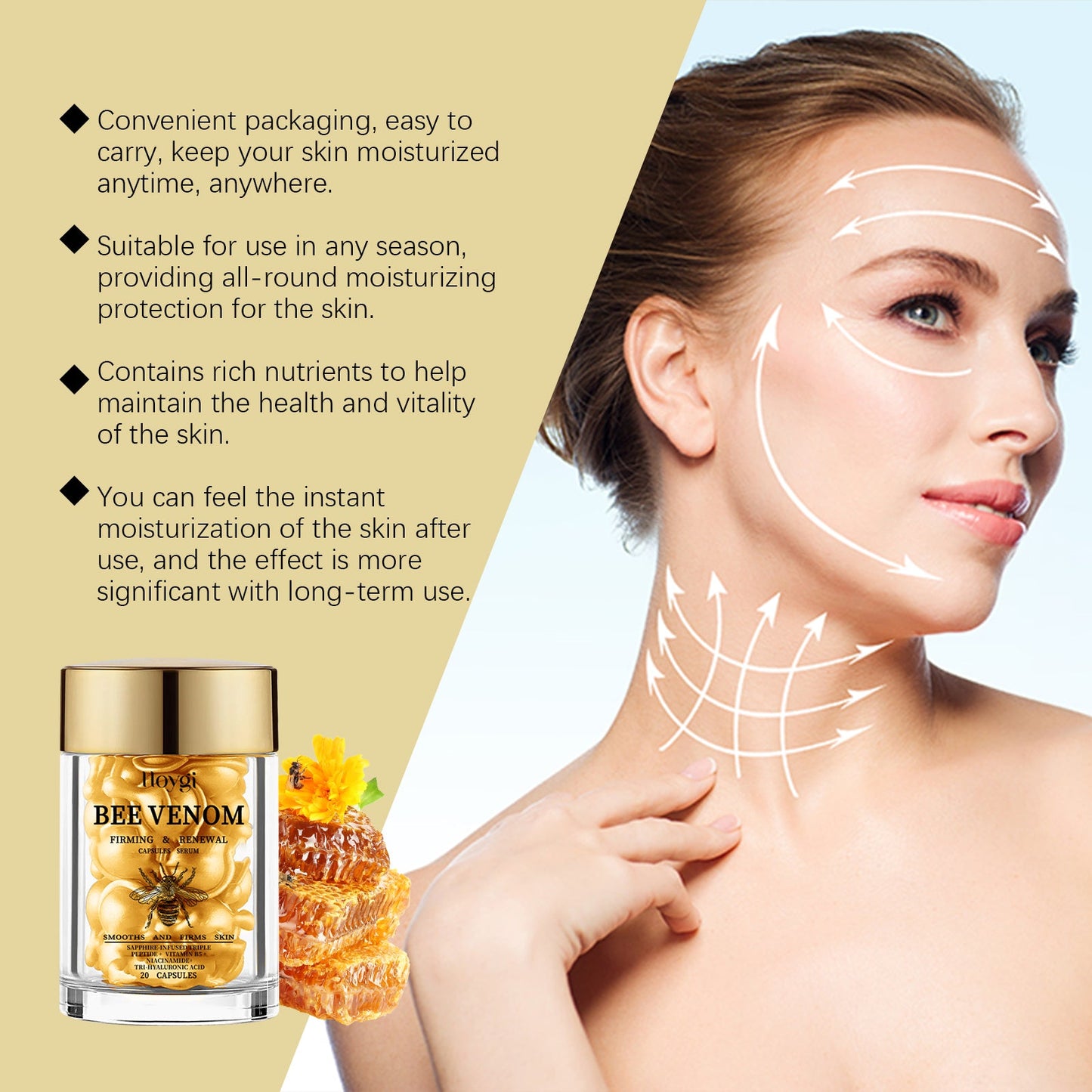 Hoygi Bee Venom Facial Care Capsules Nourishing and moisturizing capsules to improve skin's youthful vitality and firmness