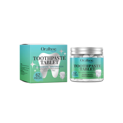 Oralhoe Whitening Toothpaste Tablets Wintergreen dental cleaning care for a radiant smile, teeth cleaning, oral protection, and fresh breath