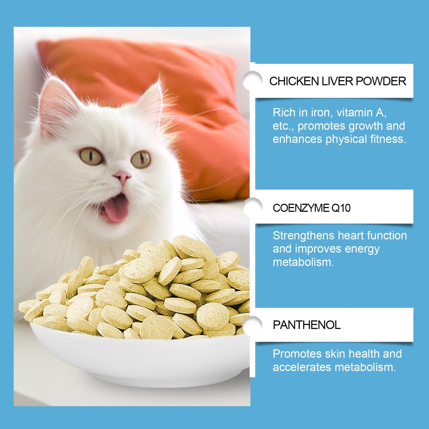 Yegbong Coenzyme tablets for cats Coenzyme specifically designed to protect the health and vitality of cats Q10Absorbent Nutritional Supplement