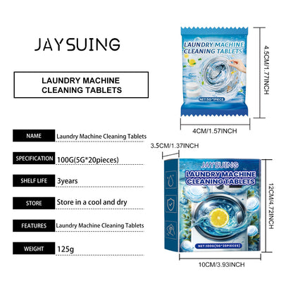 Jaysuing Washing machine stain remover effervescent tablets Cleaning tablets for deep stain removal in washing machine tubs