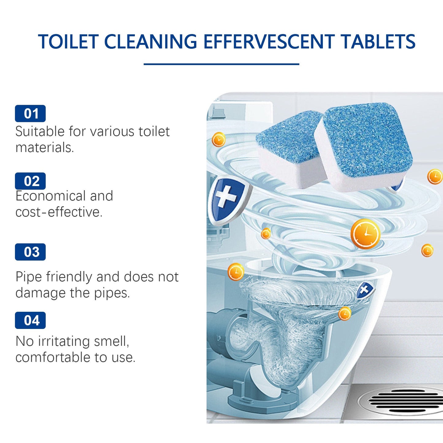 Jaysuing Toilet cleaning tablets Fragrant cleaning products for bathroom cleaning, toilet descaling, and odor removal