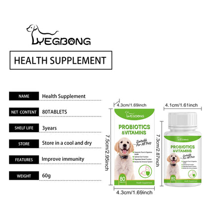 Yegbong Pet Probiotic Tablets Improves intestinal health, promotes nutrient absorption, pet care supplement