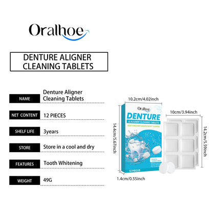 Oralhoe Denture cleaning effervescent tablets Cleans corner impurities, maintains comfort of wear, and provides dental hygiene care