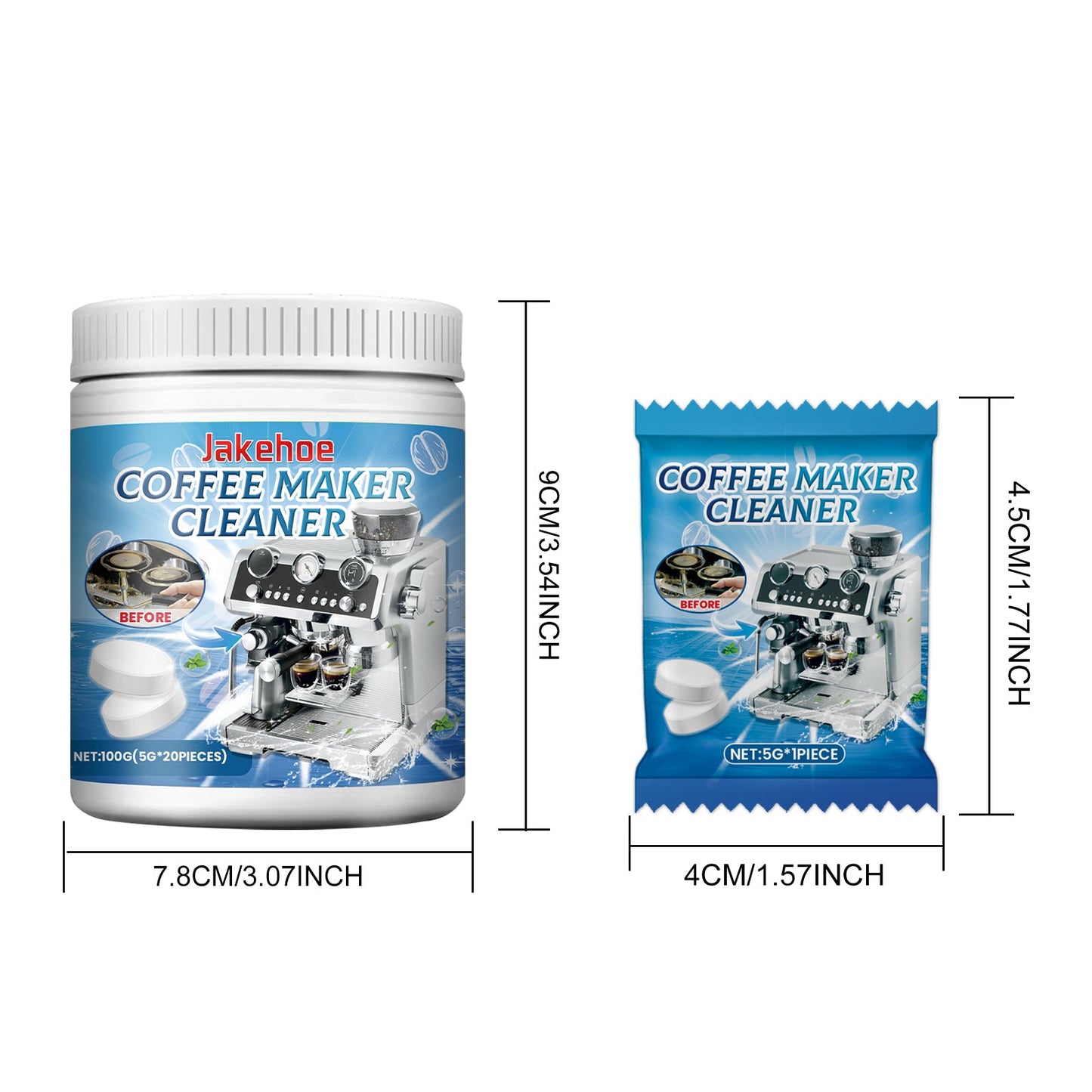 Jakehoe Special cleaning tablets for coffee machines Cleaning tablets for descaling and removing coffee stains from filter screens and brewing head pipelines