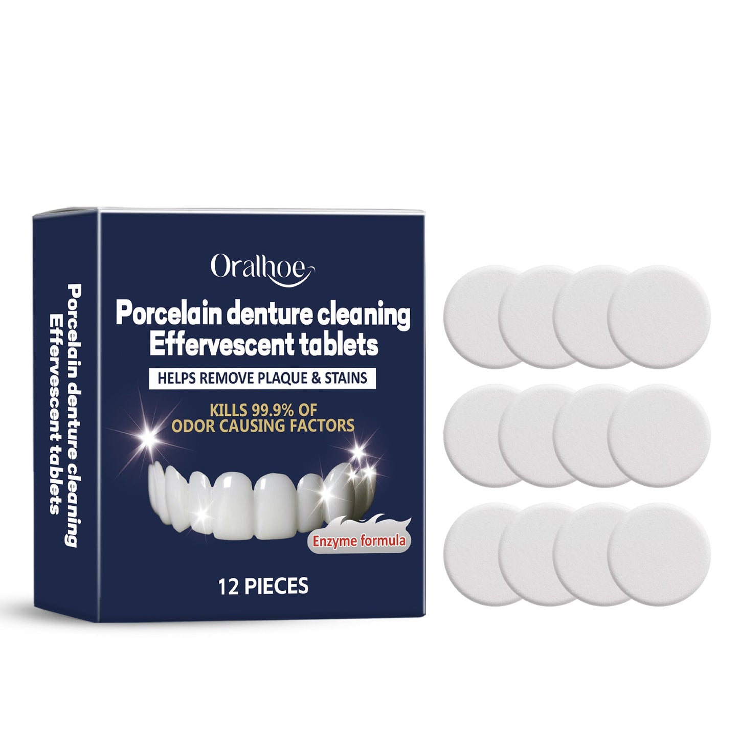 Oralhoe Dental retainer cleaning effervescent tablets Fresh Breath Dental Braces Denture Cleaning Stain Care Effervescent Tablets