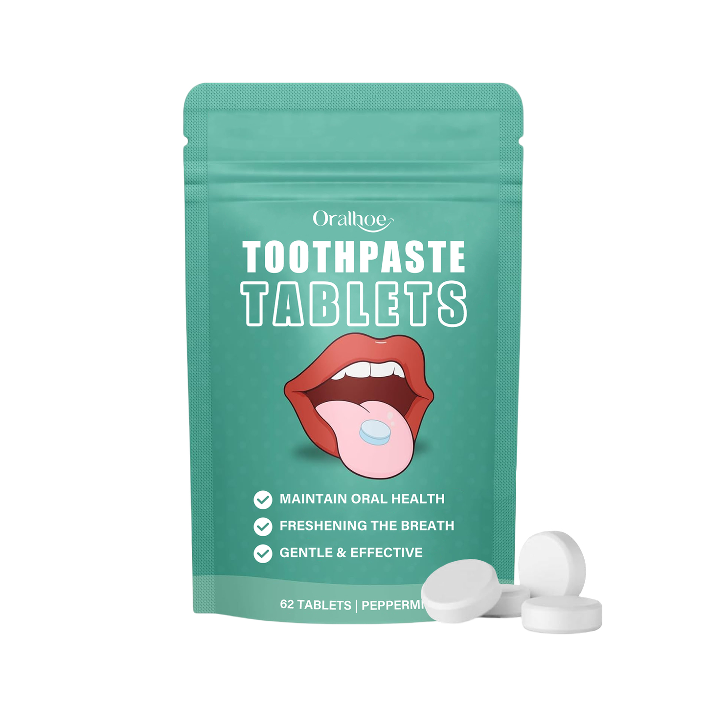 Oralhoe Cleaning toothpaste tablets Convenient, fresh, cleans teeth stains and yellowing, reduces bad odor, provides long-lasting protection