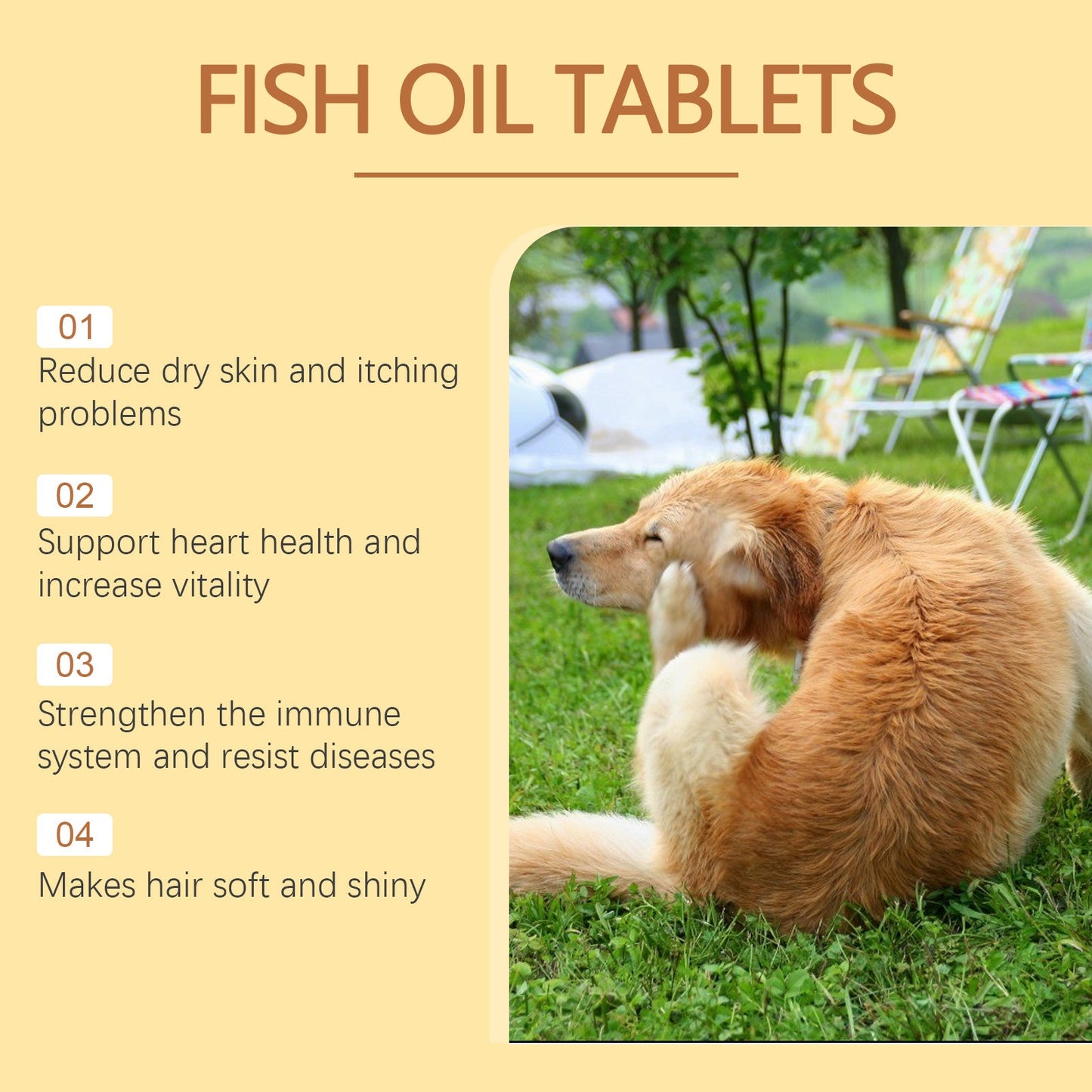 Yegbong Multivitamin Fish Oil Tablets for Dogs Pet dog hair care, moisturizes the skin, and protects pet health