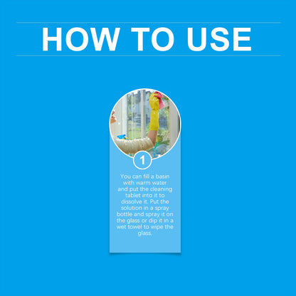 Jue-Fish Glass cleaning effervescent tablets Door and window glass, water stains, dust, and stubborn dirt are cleaned, leaving the mirror surface clear and bright