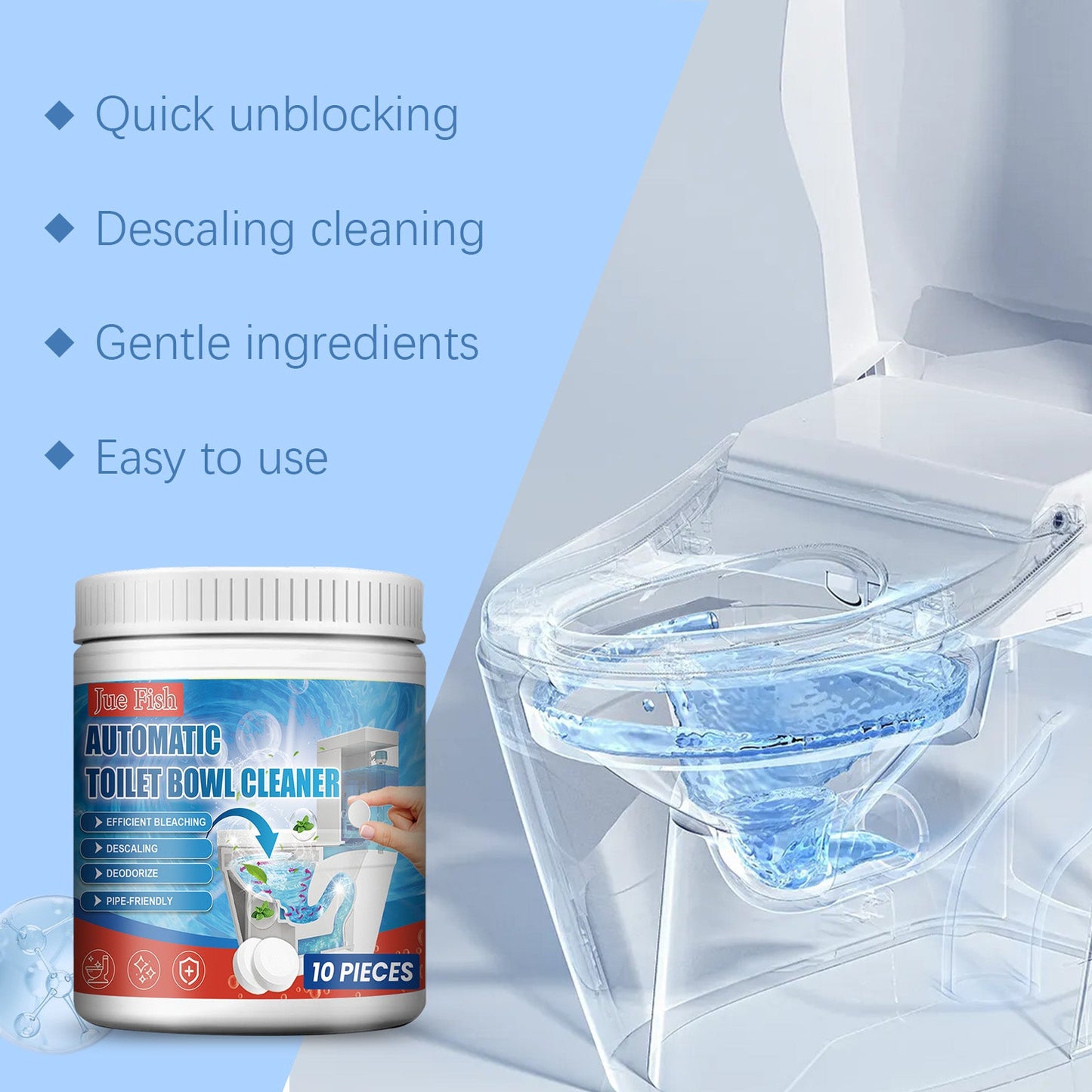 Jue Fish Toilet cleaner tablets Bathroom Toilet Cleaning Tablets for Removing Stubborn Stains and Odors