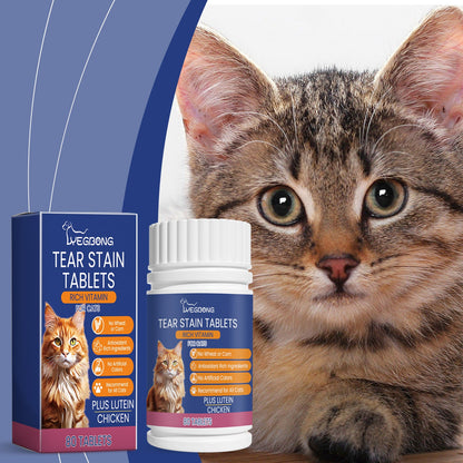 Yegbong Tear stain remover for cats Pet nutritional supplement for cats, tear stain remover tablets to moisturize the eyes