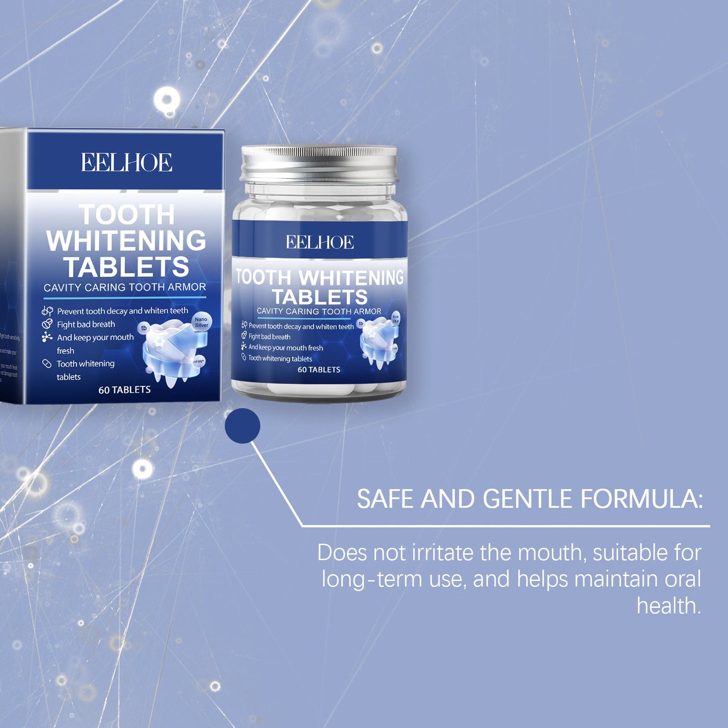 EELHOE Fresh Breath Mouthwash Tablets Clean oral hygiene, care for shiny teeth, portable solid toothpaste tablets