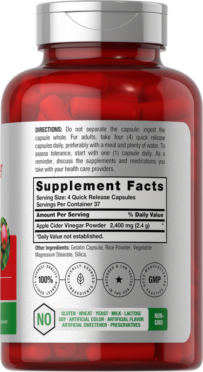 Apple Cider Vinegar 2400mg per serving | 150 Capsules
