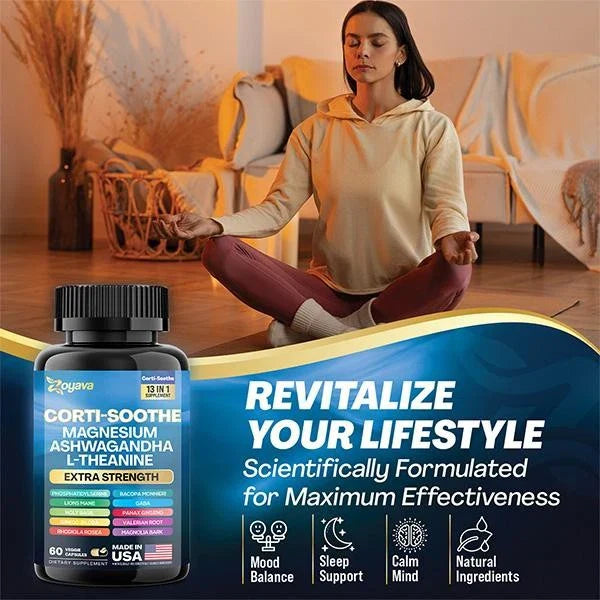 Zoyava Corti-Soothe Magnesium,Ashwagandha,Theanine-Adrenal Health, Stress Relief-Shop