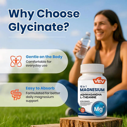 VEV DeepCalm 15 in 1 Magnesium Glycinate & Citrate Complex Capsules