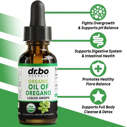 Dr. Bo Organic Oil of Oregano Liquid Drops - Immune Support, Herbal Tincture, Gu